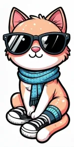 Cat with Sunglasses, Sneakers and Scarf 😎🐱👟🧣 Colored Example