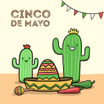 Celebrate Cinco de Mayo with Cacti and Traditional Symbols 🌵🎉🇲🇽 Colored Example