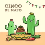 Celebrate Cinco de Mayo with Cacti and Traditional Symbols 🌵🎉🇲🇽 Colored Example