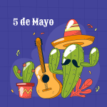 Celebrating Cinco de Mayo with Cactus and Guitar 🎶🌵🎉 Colored Example