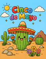 Celebrate Cinco de Mayo with a Festive Cactus 🌵🎉 Colored Example