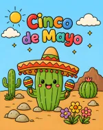 Celebrate Cinco de Mayo with a Festive Cactus 🌵🎉 Colored Example