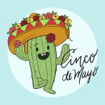 Cheerful Cactus Celebrating Cinco de Mayo with Flower Hat 🌵🎉🌺 Colored Example