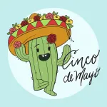 Cheerful Cactus Celebrating Cinco de Mayo with Flower Hat 🌵🎉🌺 Colored Example