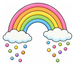 Cheerful Rainbow with Fluffy Clouds 🌈☁️✨ Colored Example