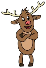 Cheerful Reindeer with Antlers and a Smile 🦌😊🌲 Colored Example