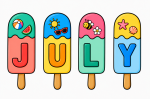 Sweet Summer Popsicles Spelling July ☀️🍦🍉 Colored Example