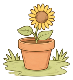 Cheerful Sunflower Growing in a Pot 🌻☀️🌱 Colored Example