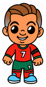 Christiano Ronaldo CR7 Soccer Player with Jersey Number 7 🏆⚽👟 Colored Example