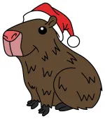 Christmas Capybara with Santa Hat 🎅🎄🧡 Colored Example