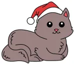 Christmas Cat with Santa Hat 🎅😻🎄 Colored Example