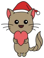 Christmas Cat with Heart & Santa Hat 🐱❤️🎄 Colored Example