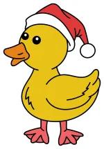 Christmas Duck Wearing Santa Hat 🦆🎅🎄 Colored Example