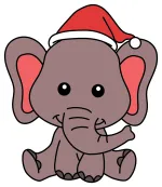 Christmas Elephant with Santa Hat 🐘🎅🎁 Colored Example