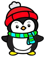 Christmas Penguin 🐧🧣❄️ Colored Example
