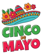 Cinco de Mayo - Mexican Hat with Beautiful Flowers 🎉🌵💃🎶🌸 Colored Example