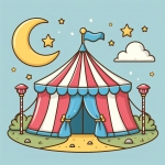 Circus Tent with Moon and Stars Abvoe 🎪🌜✨ Colored Example