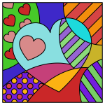 Artistic Heart Pattern with Geometric Shapes and Dots 💖🎨 Colored Example