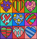 Colorful Hearts with Unique Patterns and Designs 💖🎨 Colored Example