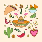 Colorful Mexican Food and Symbols with Sombrero 🌮🌶️🇲🇽 Colored Example