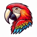 Colorful Parrot Head (Scarlet Macaw) 🌈🦜🌟 Colored Example