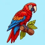 Colorful Parrot on Tree Branch (Scarlet Macaw) 🌈🦜🌳 Colored Example