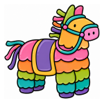 Colorful Piñata Horse with Adorable Face and Long Mane 🐴🎉🎨 Colored Example