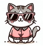 Cool Girl Cat with Glasses and CLothes 🐱🕶️👚 Colored Example