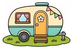 Cozy Caravan with a Friendly Door and Window 🏕️🚐🌞 Colored Example