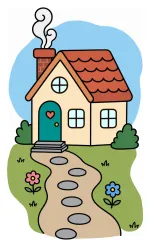 Cozy House with a Heart on the Door and a Winding Path 🏡🌿💖 Colored Example