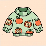 Cozy Sweater with Apples Pattern 🍎 Colored Example