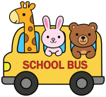 Cute Animals Riding the School Bus 🦒🐰🐻 Colored Example