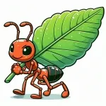 Cute Ant Carrying Leaf 🐜🍃🌿 Colored Example