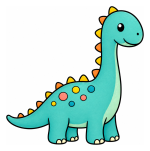Cute Baby Brachiosaurus with a Happy Smile 🦕🌿✨ Colored Example