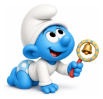 Cute Baby Smurf with a Toy Rattle 👶🍄🔔 Colored Example