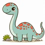 Cute Brachiosaurus Dinosaur 🌿🦕😊 Colored Example