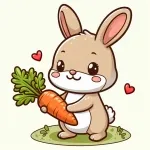 Cute Bunny with Carrot 🐰🥕❤️ Colored Example