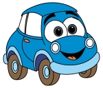 Cute Car with Face Smiling 🚗😊 Colored Example