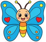 Cute Cartoon Butterfly with Heart Wings 🦋✨💖 Colored Example