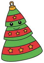 Cute Cartoon Christmas Tree 🎄🌟🎁 Colored Example