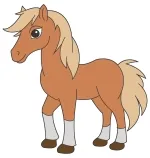 Cute Horse Standing with Mane and Tail 🐴🌿✨ Colored Example