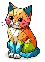 Cute Cat Low Poly Origami Style 🐱📐 Colored Example