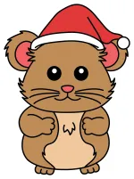 Cute Christmas Mouse with Santa Hat 🐭🎅🎁 Colored Example