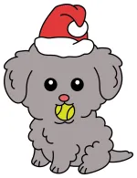 Cute Christmas Puppy with Tennis Ball 🐶🎅🎾 Colored Example
