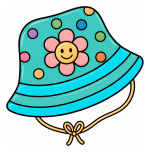 Cute Cozy Summer Hat with Happy Flower and Polka Dots 🌼👒🌞 Colored Example