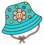 Cute Cozy Summer Hat with Happy Flower and Polka Dots 🌼👒🌞 Colored Example