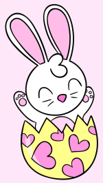 Cute Easter Bunny Popping out of an Easter Egg Decorated with Hearts 🐰🥚💖🌸🎉 Colored Example