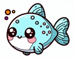 Cute Fish with Bubbles Easy 🐟😊 Colored Example
