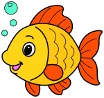 Cute Fish with Bubbles and Smile 🐠😊🐠 Colored Example