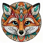 Cute Fox Head Mandala 🦊🎨✨ Colored Example
